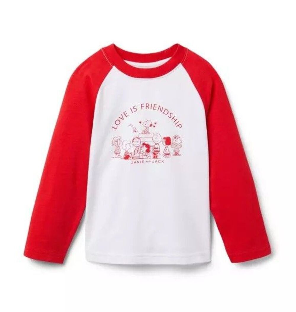 Janie and Jack Peanuts Friends Long Sleeve Raglan T-Shirt Sz 12-18 mo School